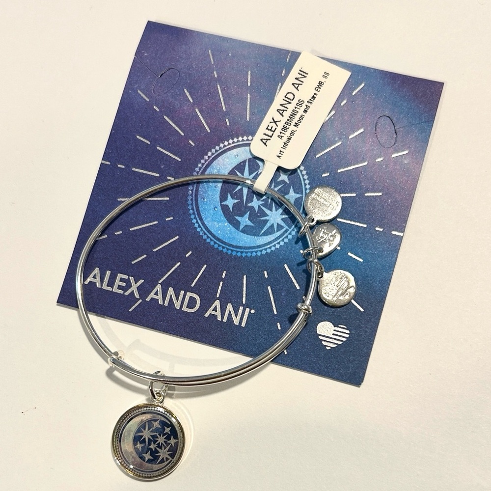 Alex and Ani Silver Moon & Stars Charm Bracelet/Bangle - NWT